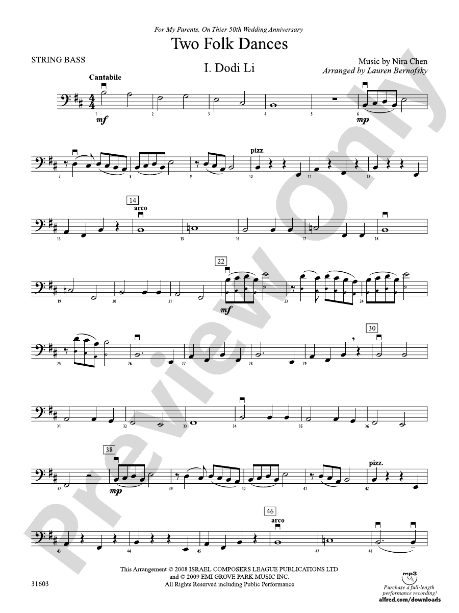 Two Folk Dances String Bass String Bass Part Digital Sheet Music