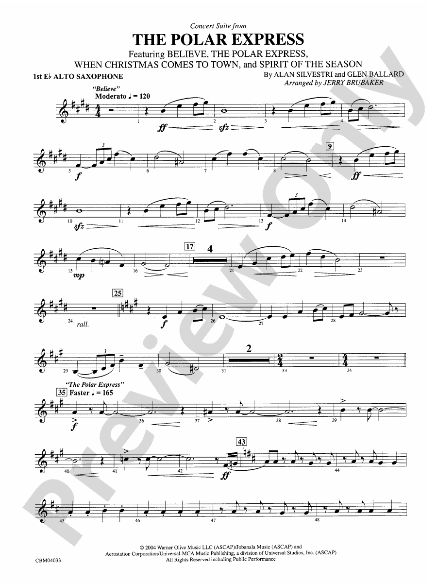 The Polar Express, Concert Suite from Eflat Alto Saxophone Eflat