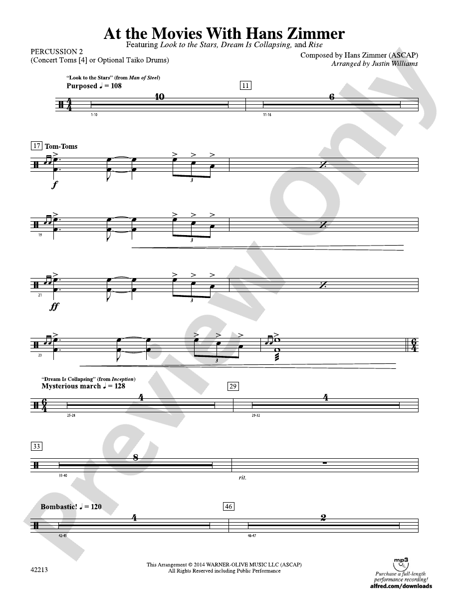 At the Movies with Hans Zimmer 2nd Percussion 2nd Percussion Part