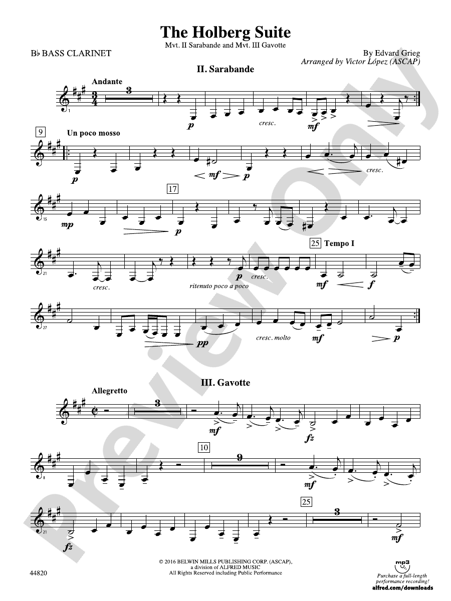 The Holberg Suite Bflat Bass Bflat Bass Part