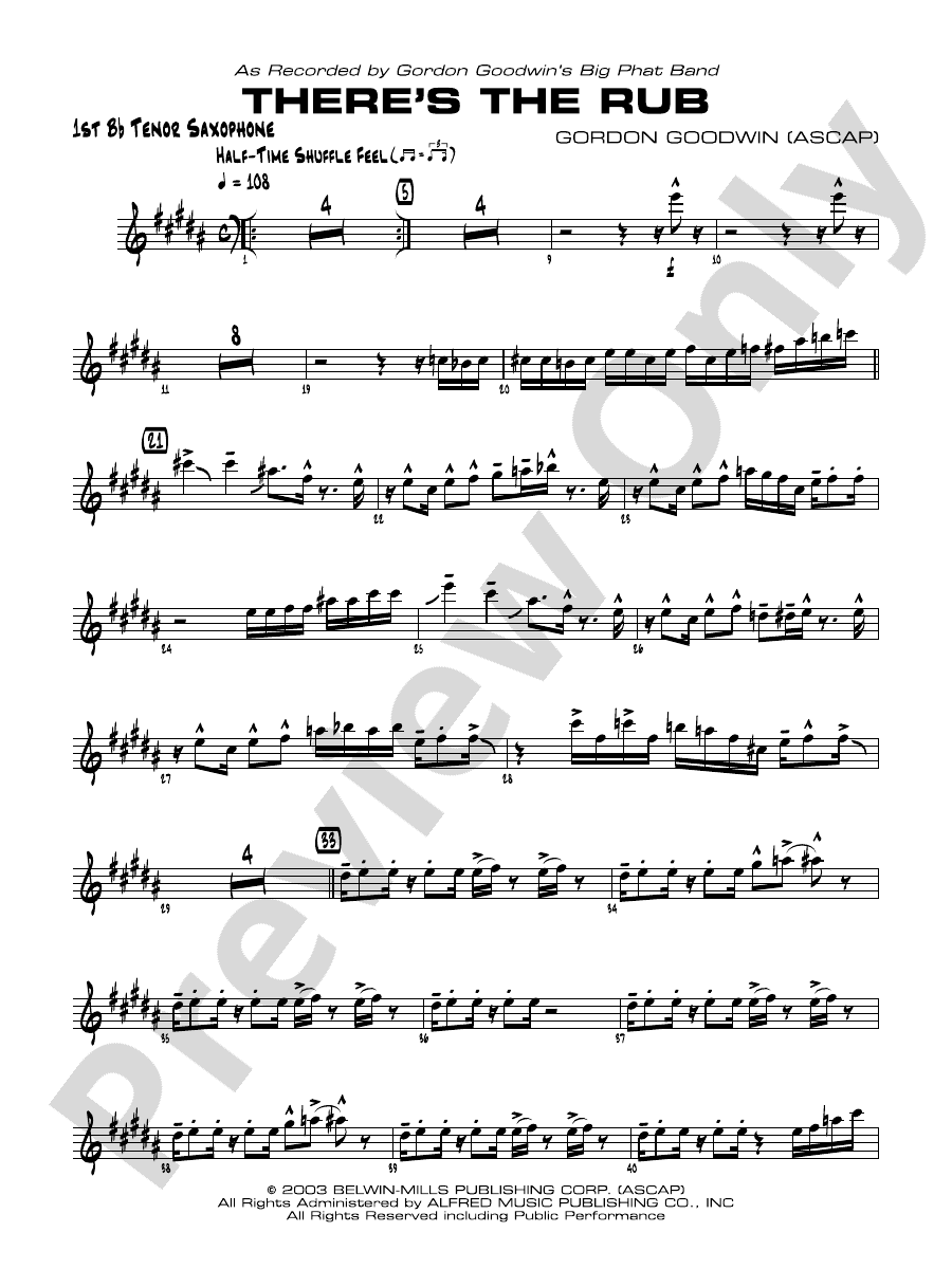 There's the Rub Bflat Tenor Saxophone Bflat Tenor Saxophone Part