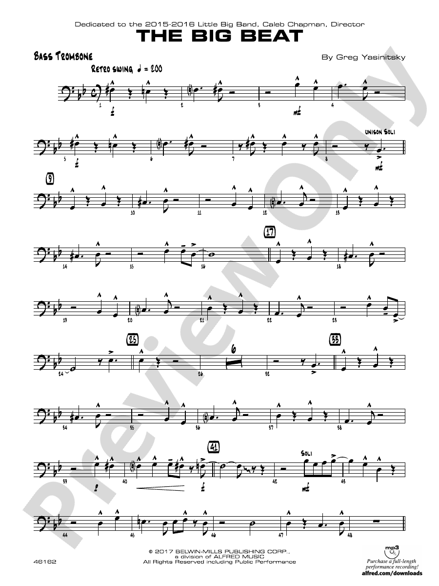The Big Beat Bass Trombone Bass Trombone Part Digital Sheet Music Download