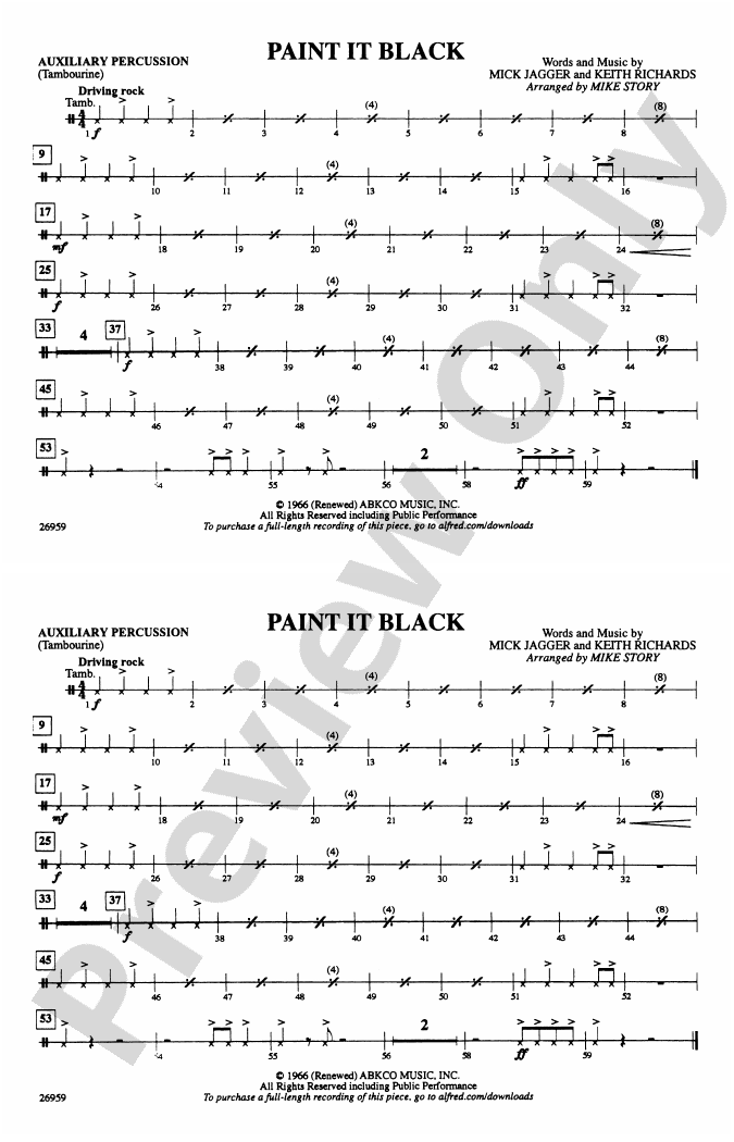 Paint It Black Auxiliary Percussion Auxiliary Percussion Part
