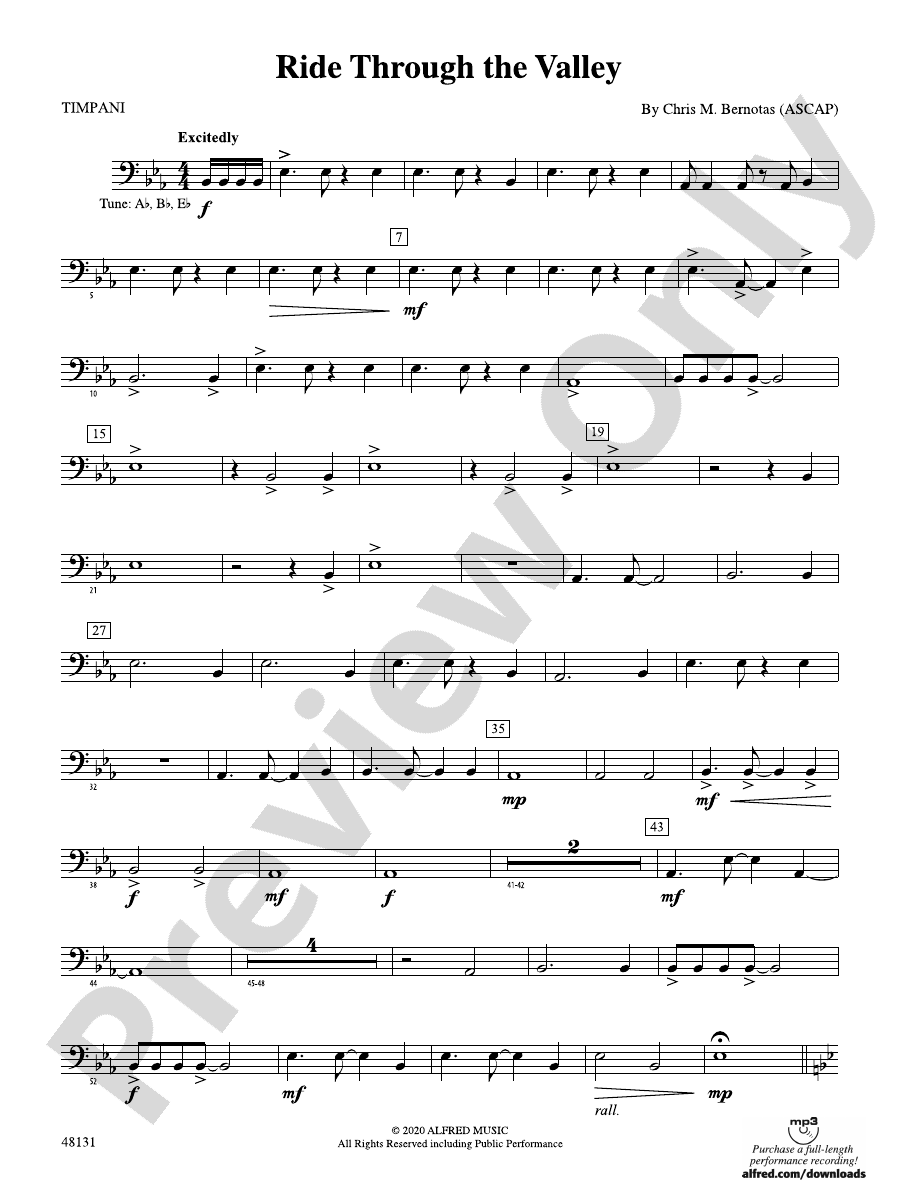 Ride Through the Valley Timpani Timpani Part Digital Sheet Music