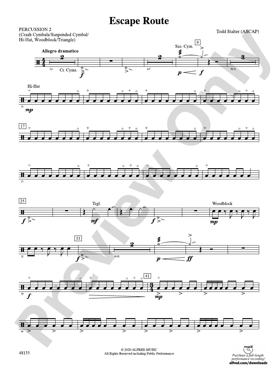 Escape Route 2nd Percussion 2nd Percussion Part Digital Sheet Music