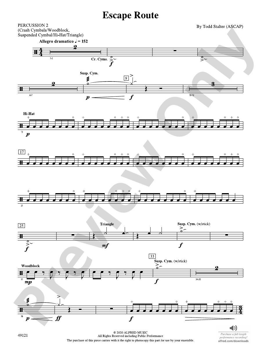 Escape Route 2nd Percussion 2nd Percussion Part Digital Sheet Music