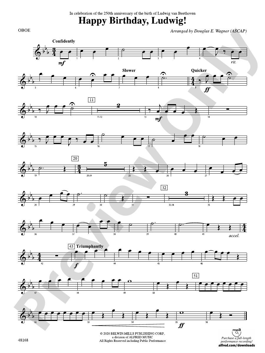 Happy Birthday, Ludwig Oboe Oboe Part Digital Sheet Music Download