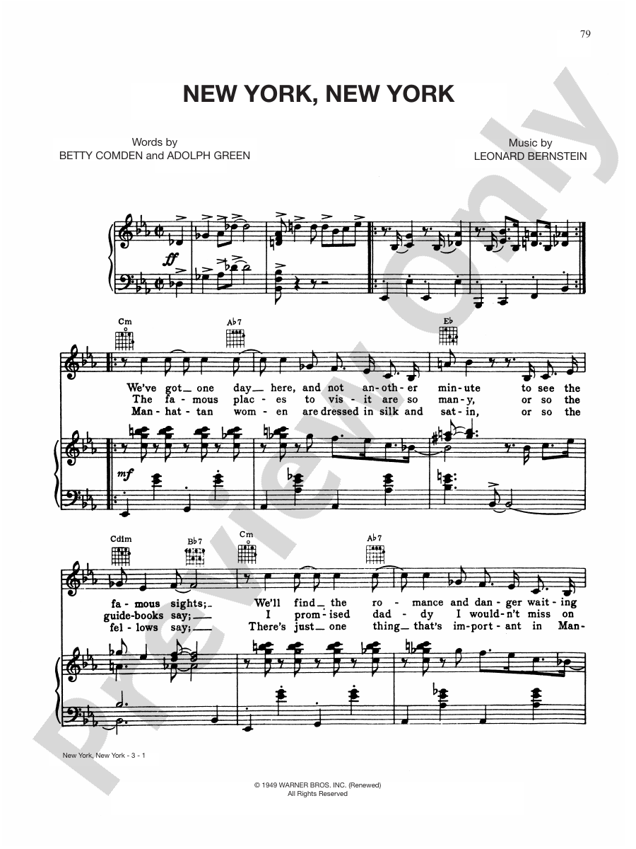 New York, New York Piano/Vocal/Chords Leonard Bernstein Digital