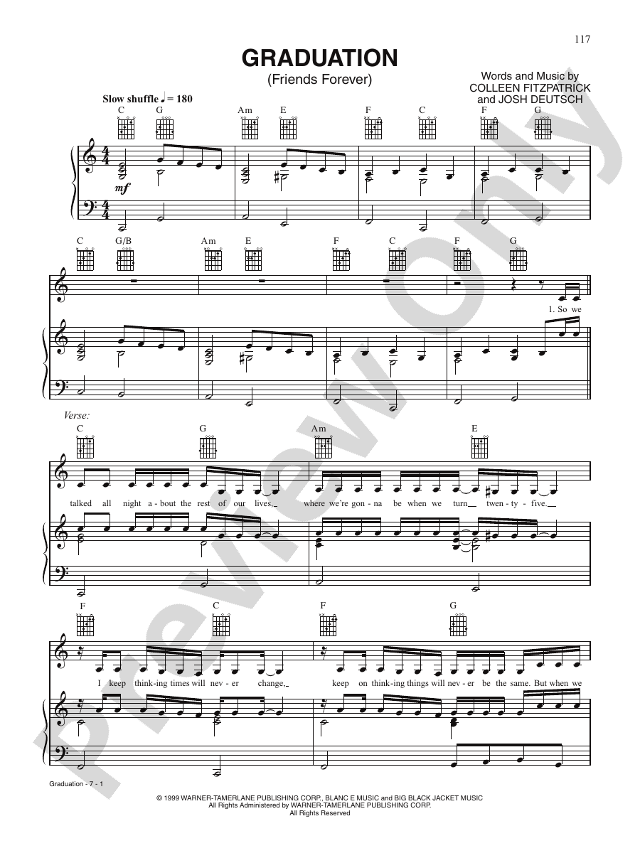 Graduation (Friends Forever) Piano/Vocal/Chords Vitamin C Digital