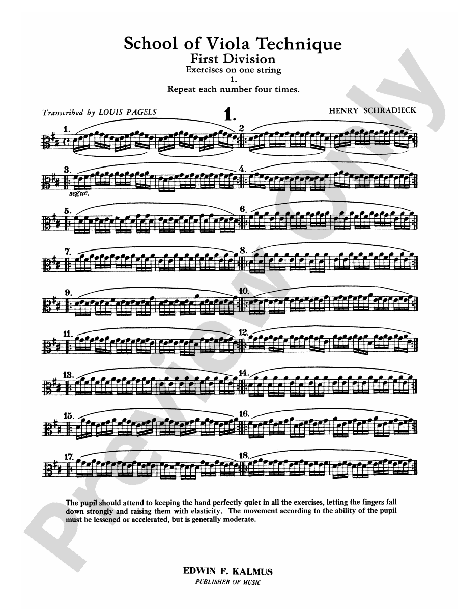 Schradieck School of Viola Technique, Volume I Viola Book Henry