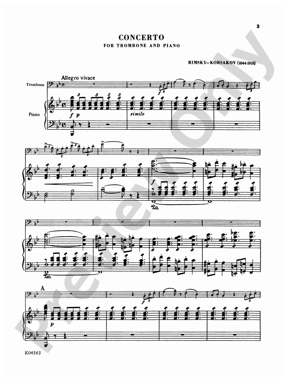 RimskyKorsakov Concerto Trombone Part(s) Nicolai RimskyKorsakov
