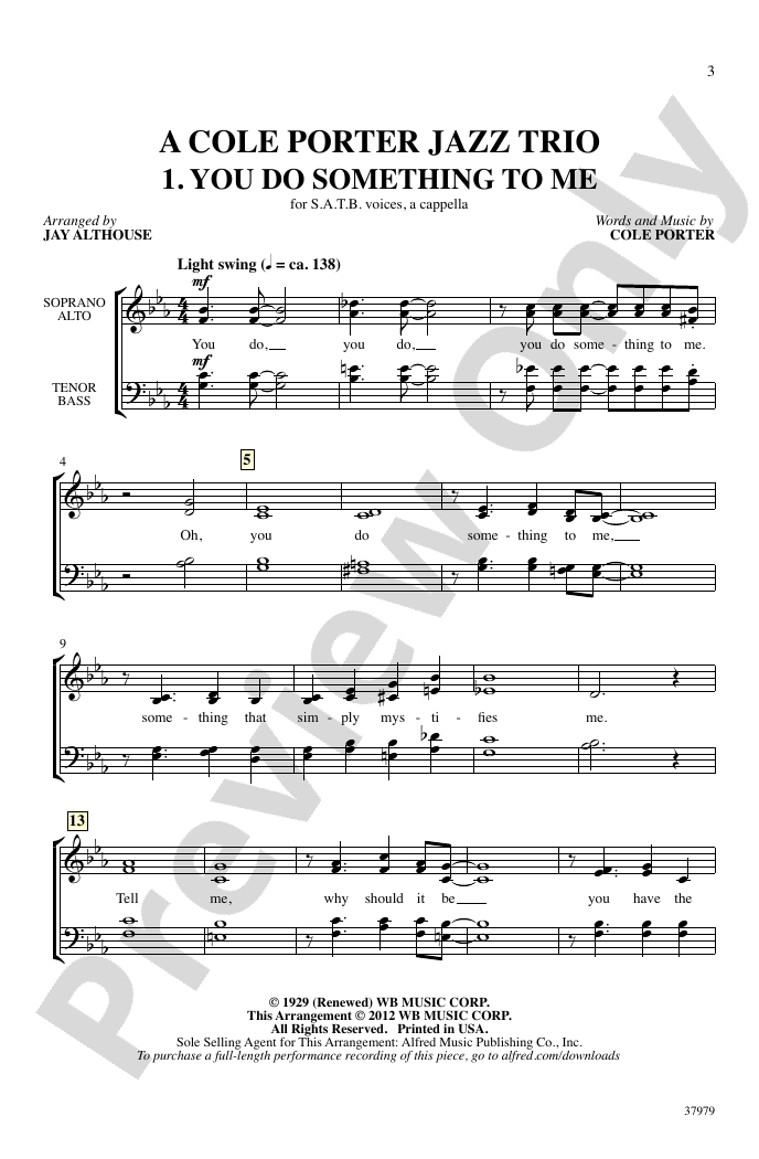 A Cole Porter Jazz Trio SATB, a cappella Choral Octavo Cole Porter