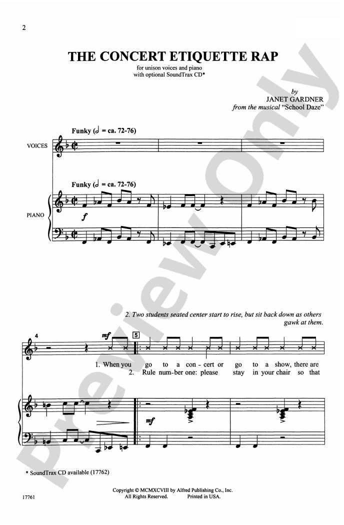 The Concert Etiquette Rap Unison (with Staging Suggestions) Choral