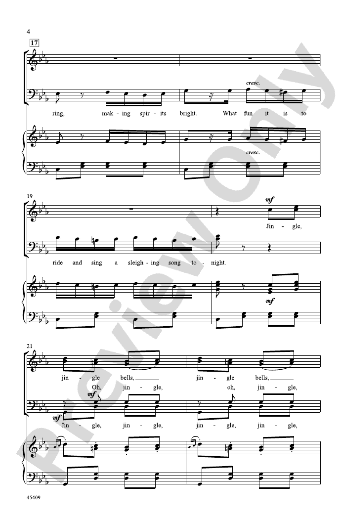 Jingle Bells Rondo SATB Choral Octavo Wolfgang Amadeus Mozart