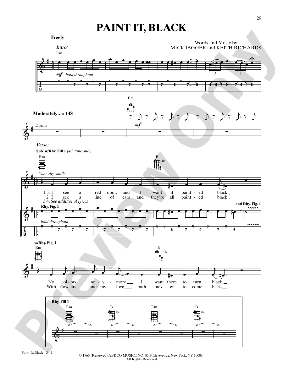 Paint It, Black Mandolin The Rolling Stones Digital Sheet Music