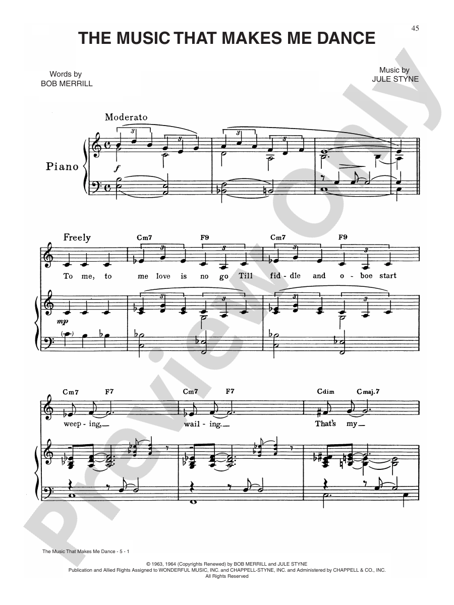 The Music That Makes Me Dance (from "Funny Girl") Piano/Vocal Jule