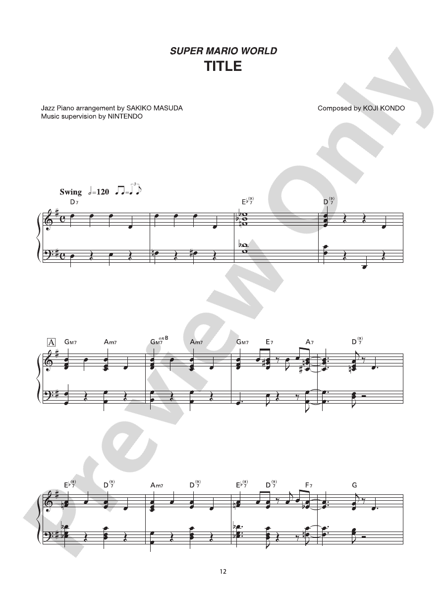 Super Mario World Title Piano Nintendo® Digital Sheet Music Download