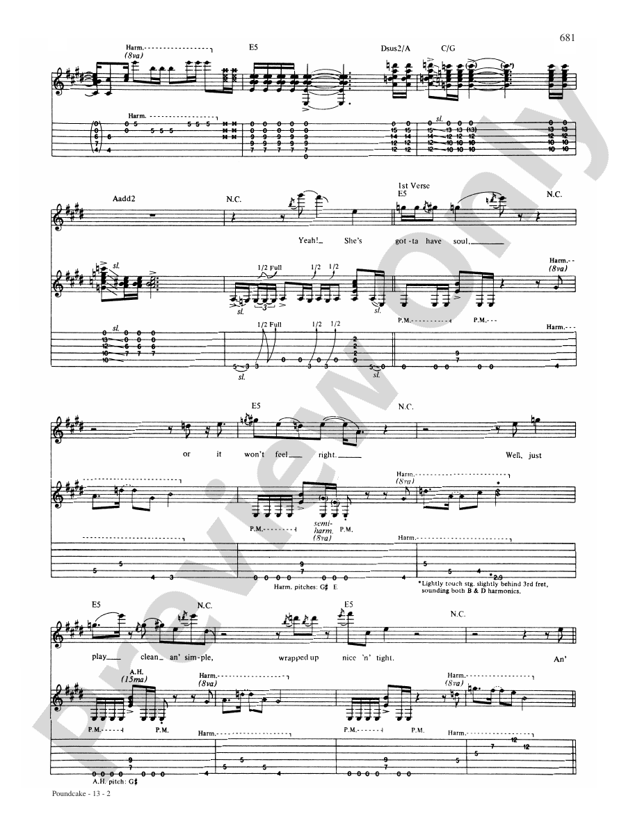 Poundcake Guitar Van Halen Digital Sheet Music Download