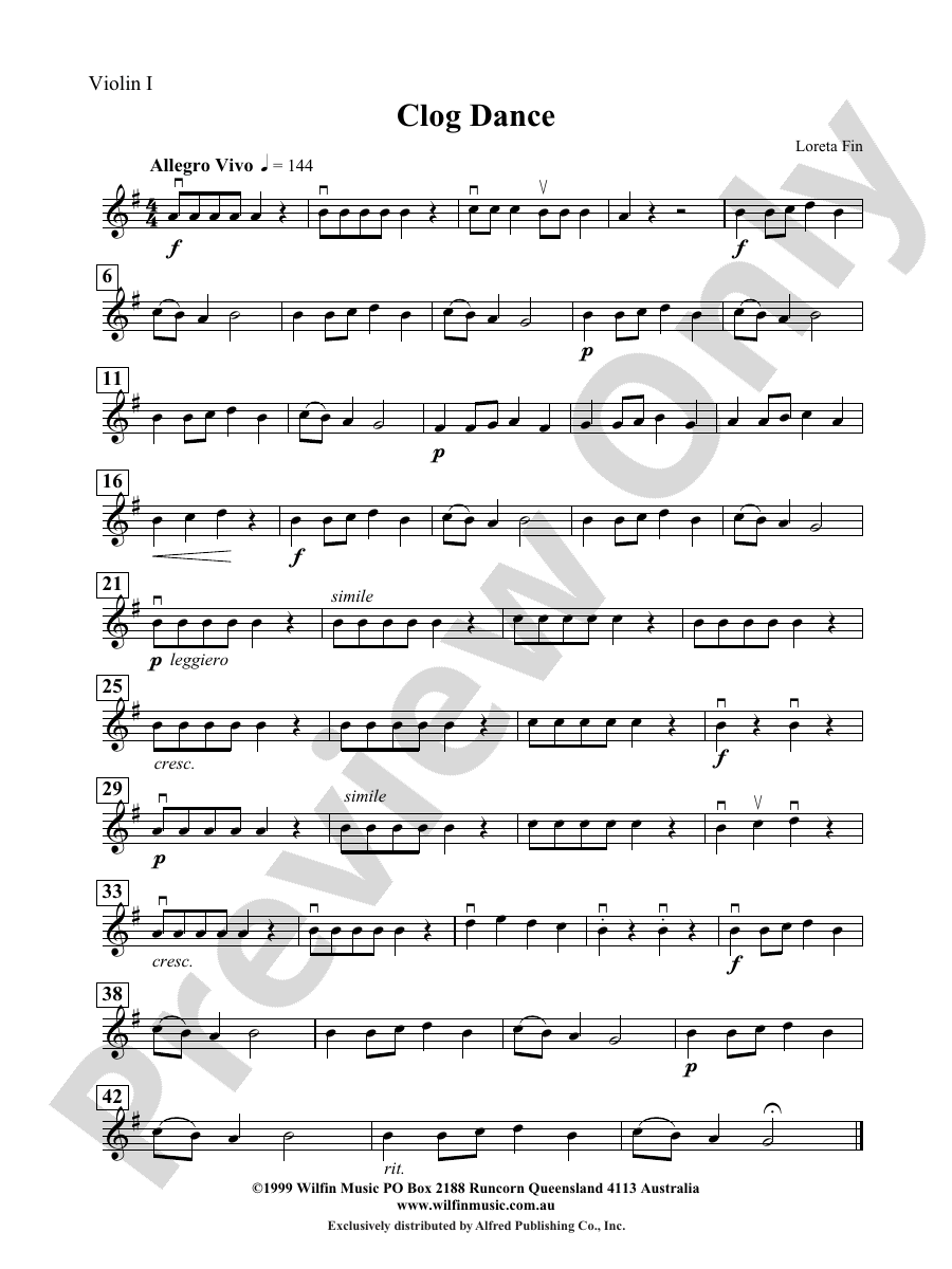 Clog Dance 1st Violin 1st Violin Part Digital Sheet Music Download