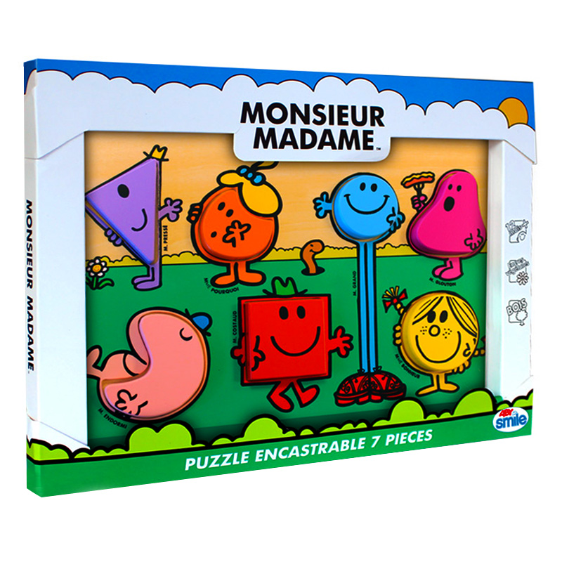 Puzzle encastrable 7 pièces en bois Monsieur Madame Aby Smile Rue