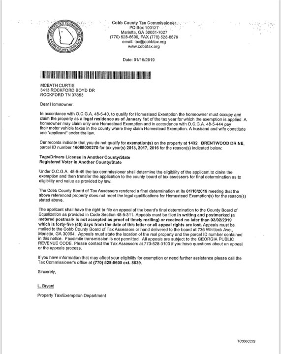 3 Years of Homestead Exemptions Revoked for GA Congresswoman, Back