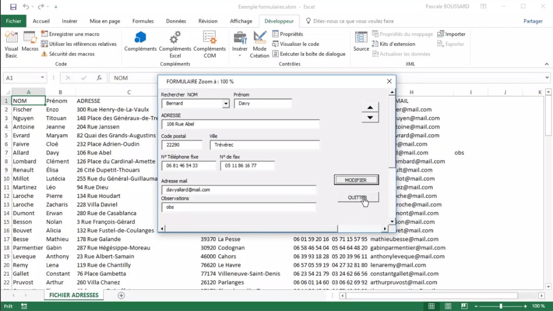 MEILLEUR TUTO GRATUIT EXCEL 2016 VBA Perfectionnement Exemples de formulaires personnalisés