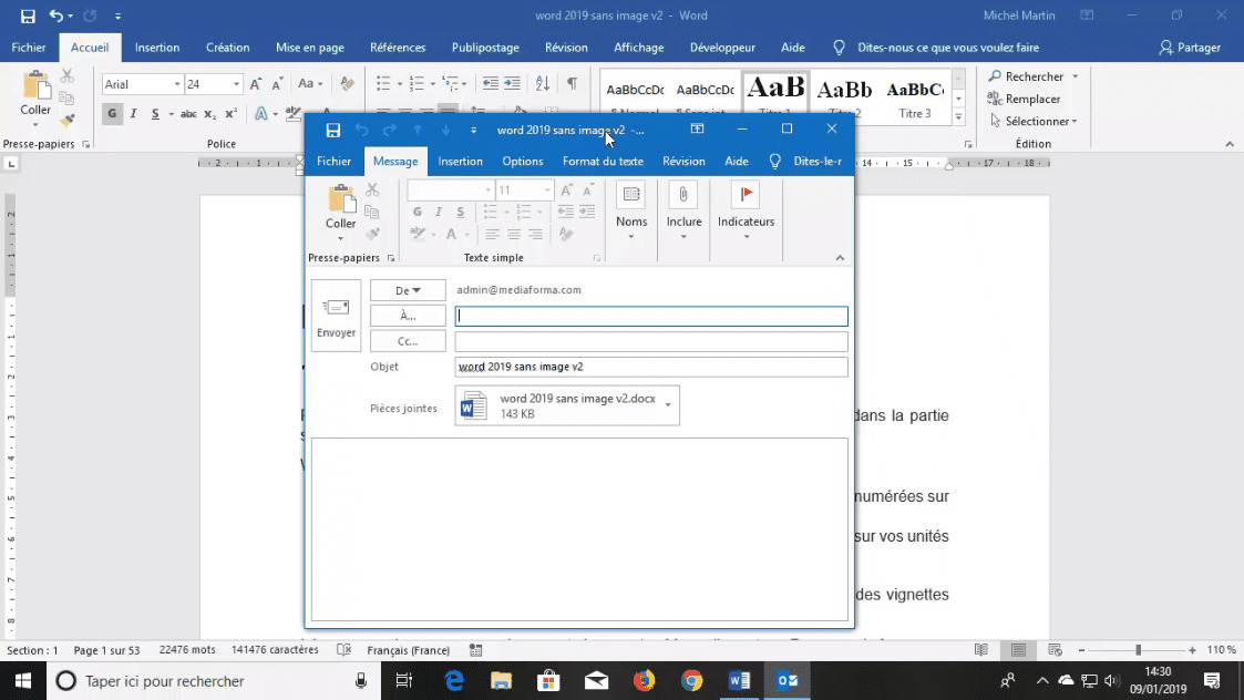 MEILLEUR TUTO GRATUIT Word 2019 L'essentiel Envoyer par email un