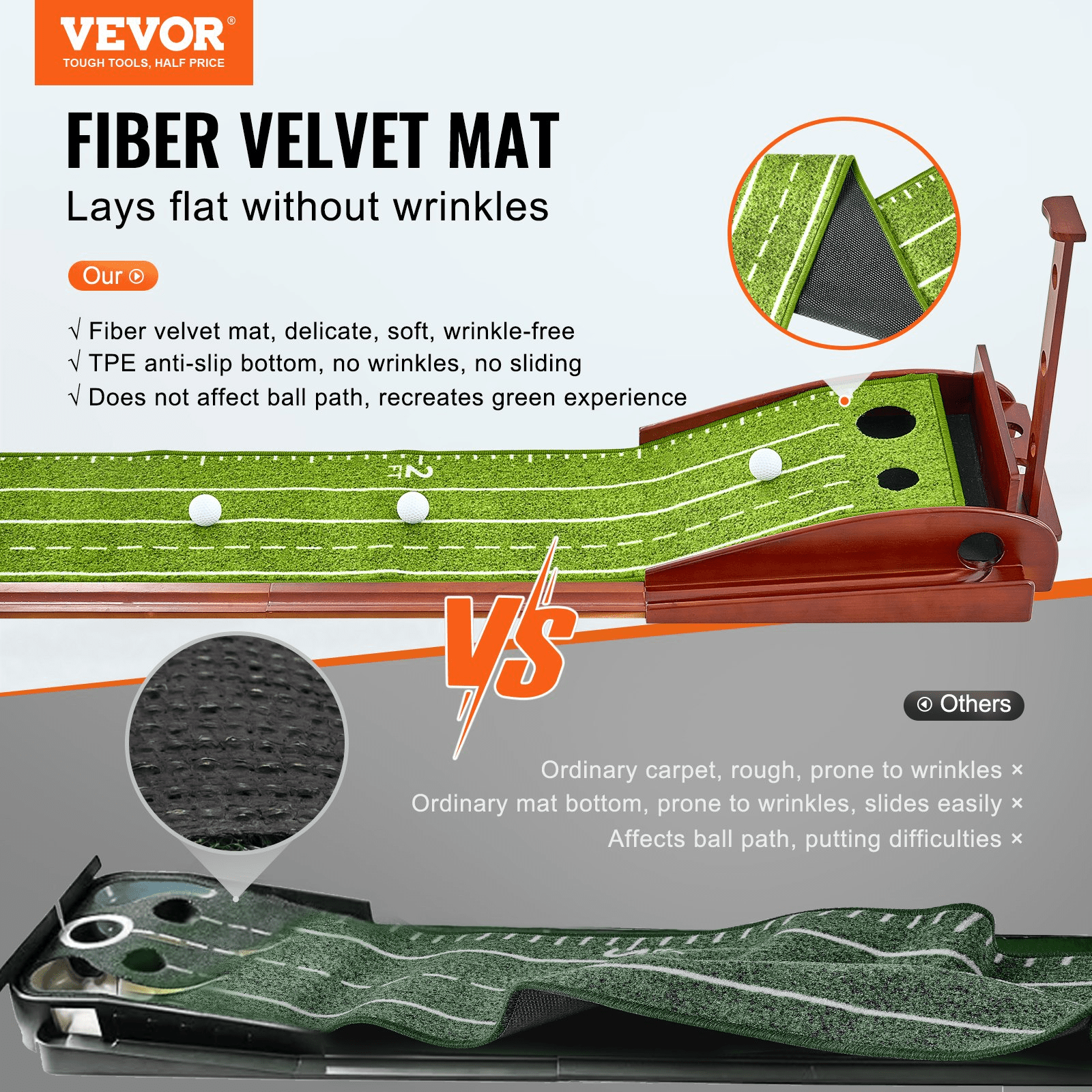 VEVOR 2 Hole Golf Putting Mat Indoor Golf Putting Green Golf Training