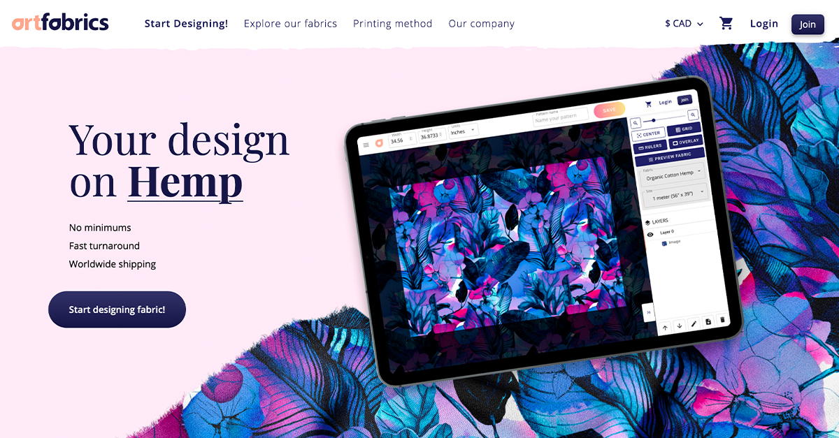 Art Fabrics Custom fabric printed on demand Art Fabrics