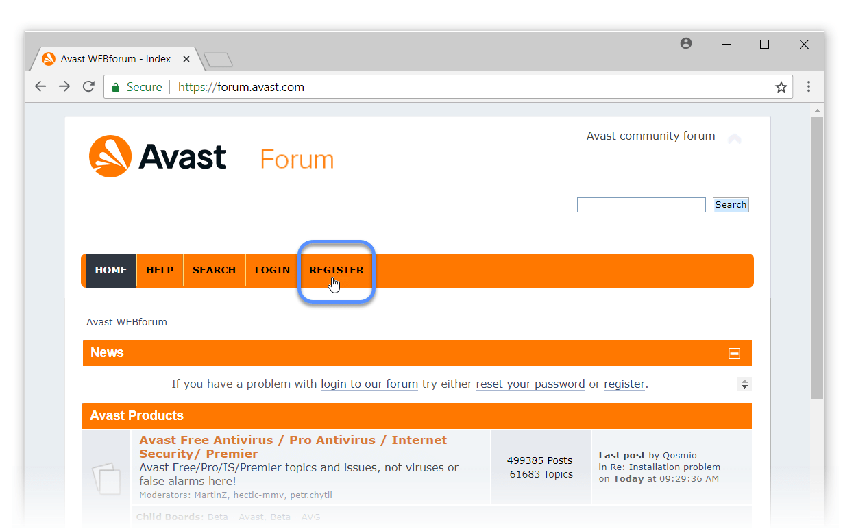 Accessing the Avast Forum Avast