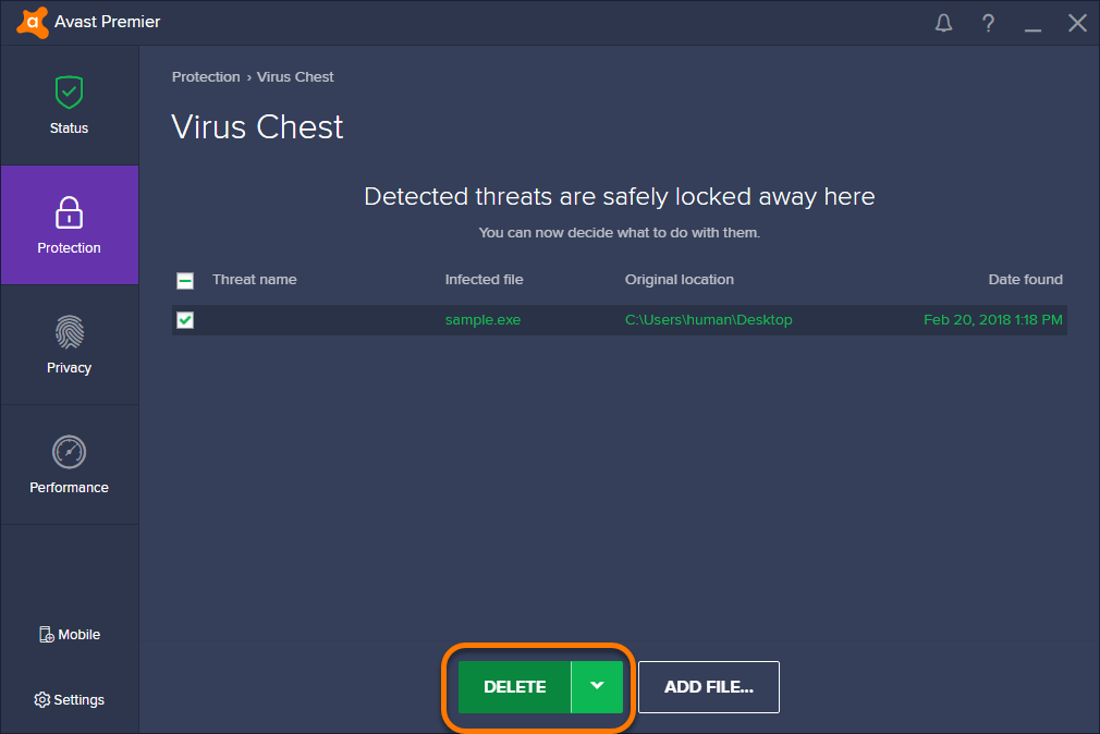 Utilisation de la Zone de Quarantaine dans Avast Antivirus