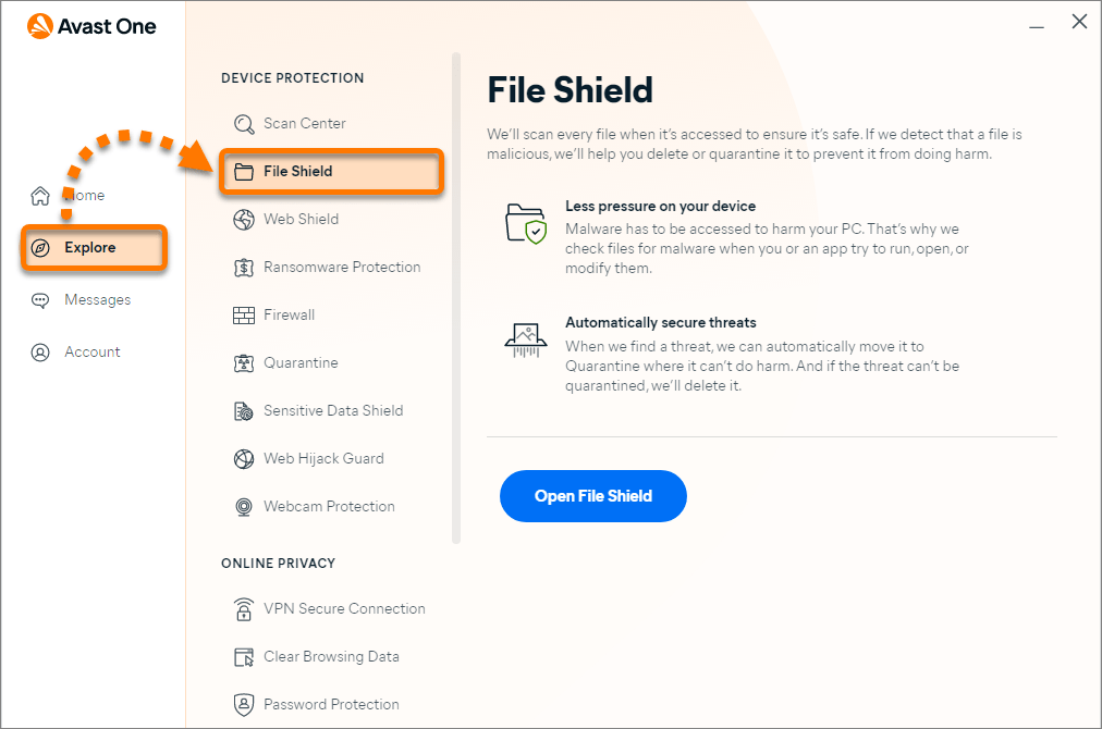 How to adjust File Shield settings in Avast One Avast
