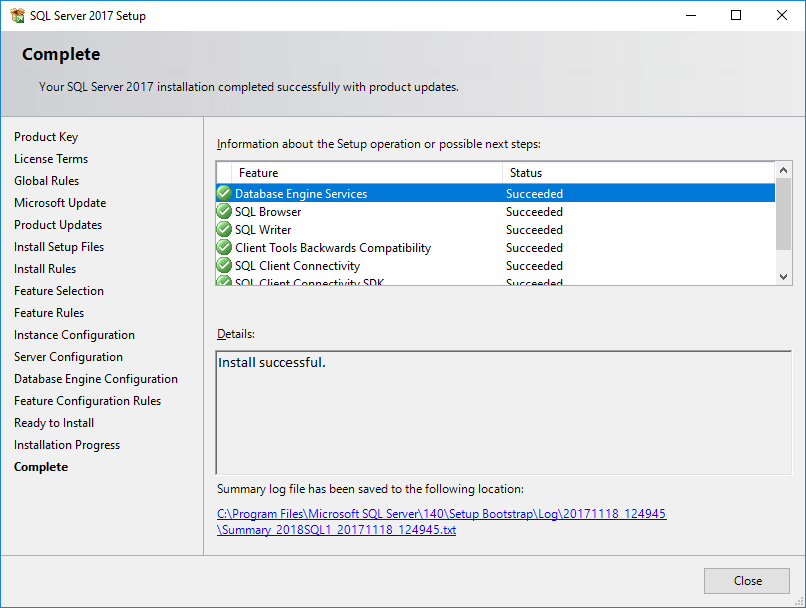 How to Install Microsoft SQL Server 2017 Install the Database Engine