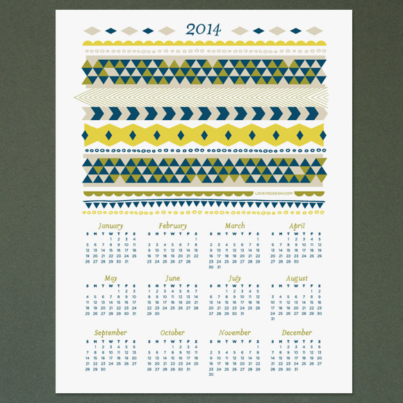 2014 Calendar Printable by Basic Invite
