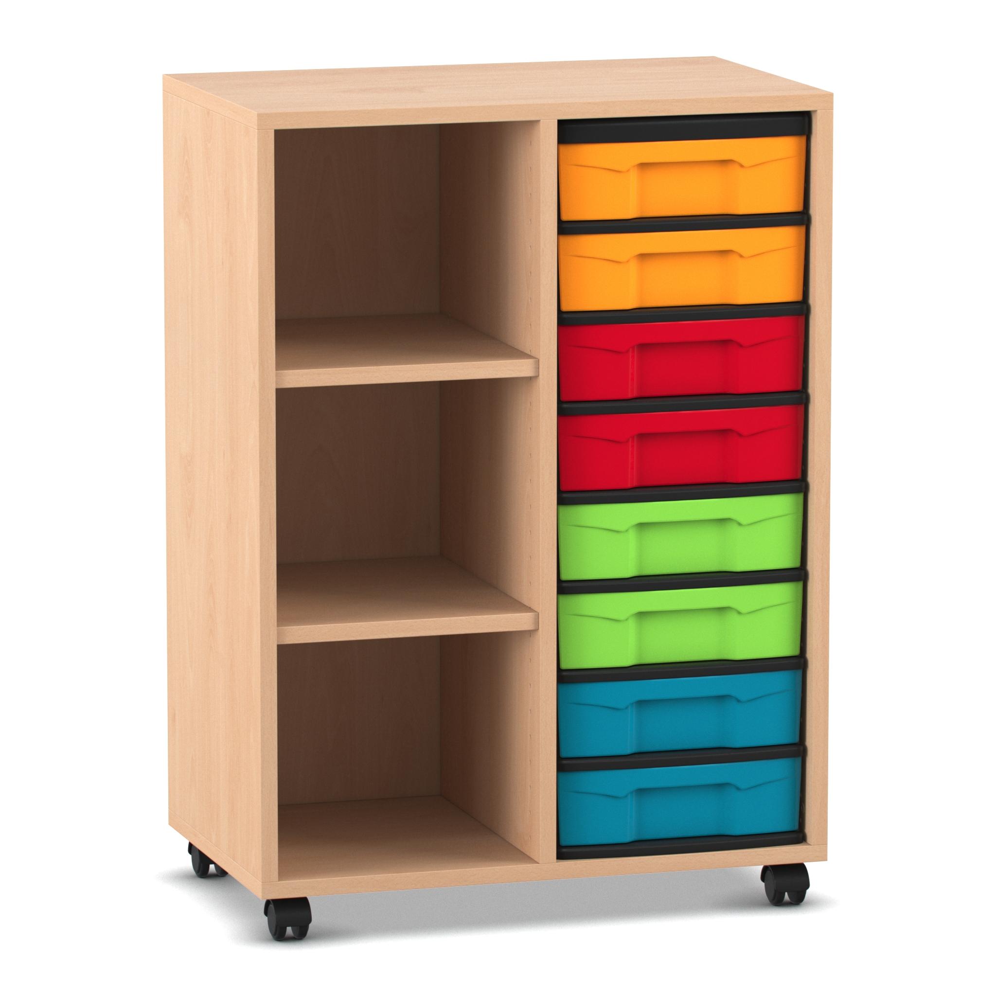 Flexeo® Regal mit 2 Reihen, 3 Fächern und 8 kleinen Boxen rechts