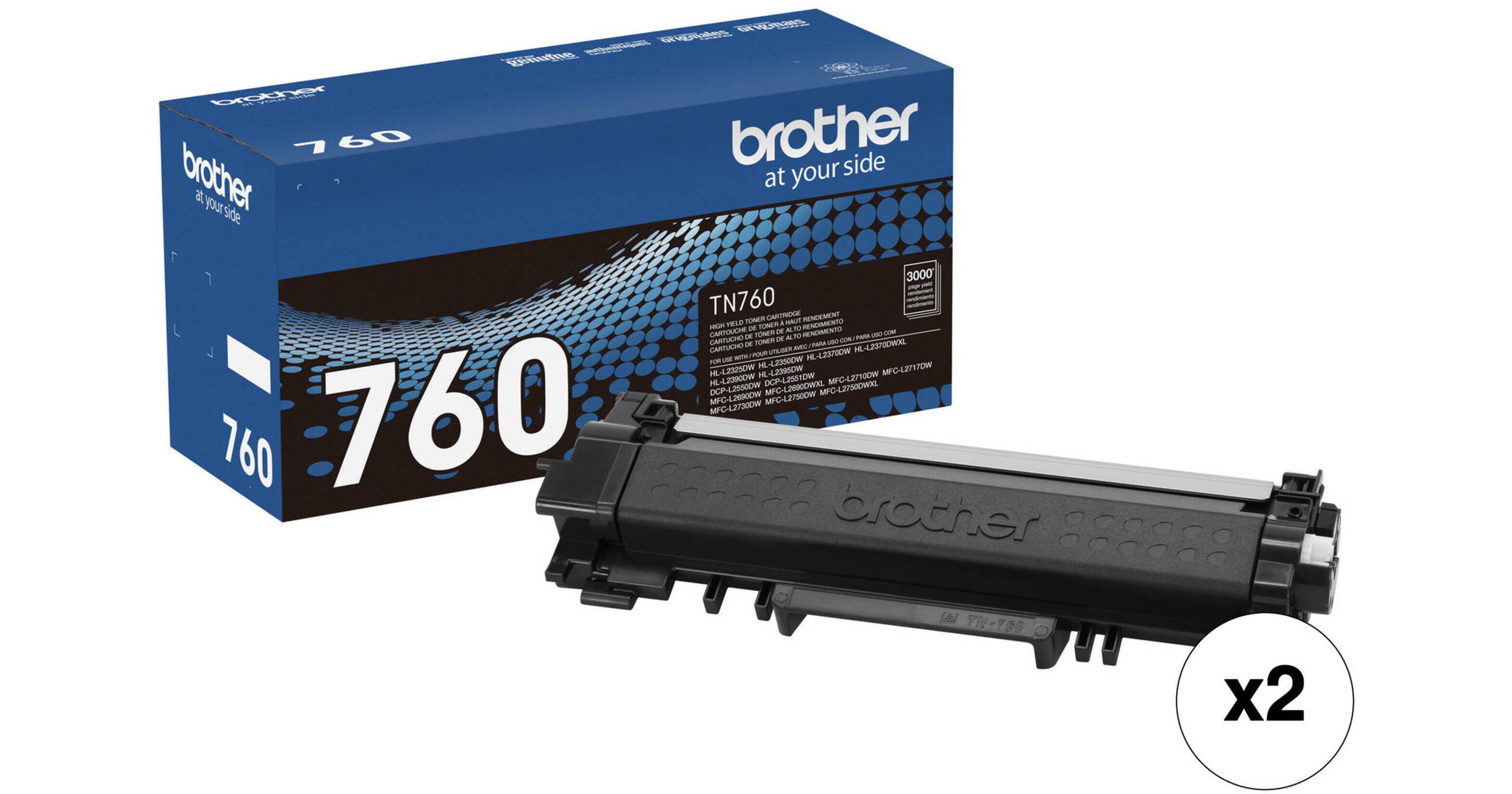 Brother TN760 High Yield Black Toner Cartridge Kit (2Pack) B&H