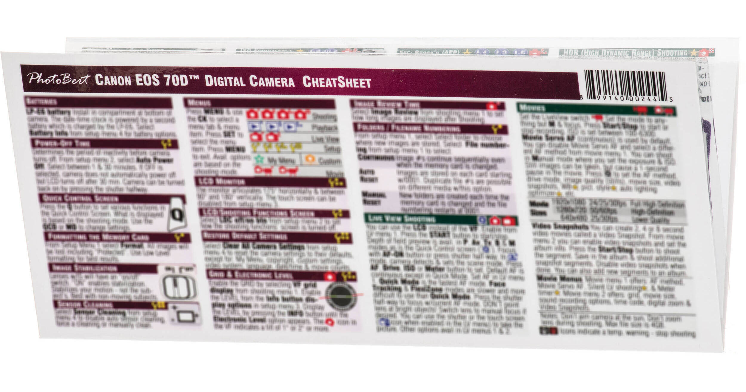 PhotoBert Cheat Sheet for Canon EOS 70D Digital SLR TC14413 B&H