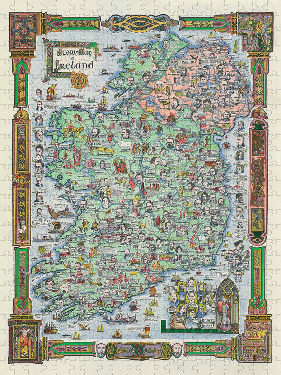 Story Map of Ireland, 500Piece Jigsaw Puzzle by Pomegranate
