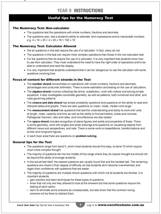 Excel Top Tips for Year 9 Numeracy Test by Lyn Baker 9781741252866