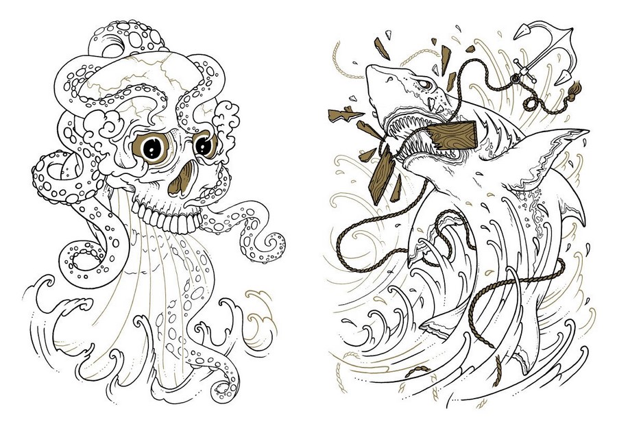 The Tattoo Colouring Book, Adult Colouring Book by Megamunden