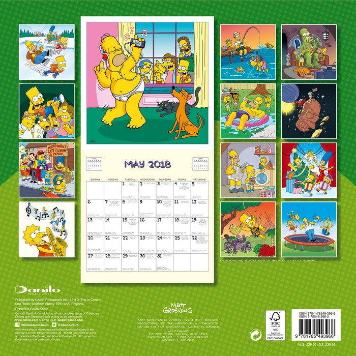 The Simpsons Brown Trout 2026 Year Of Hope Square Wall Calendar