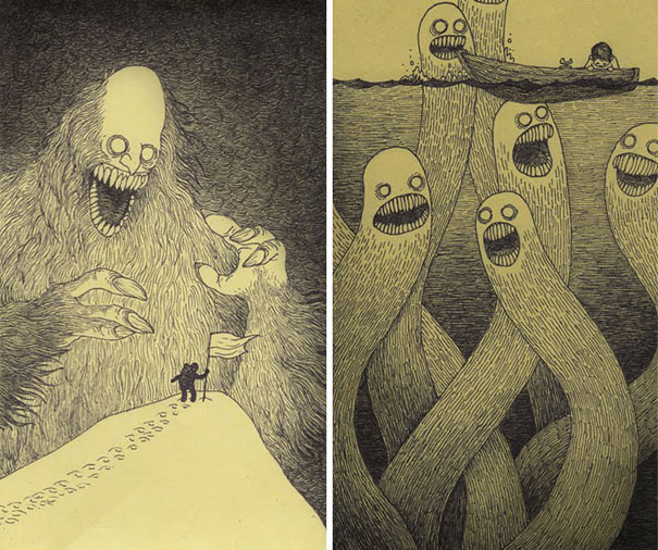 Artist Draws Terrifying Monsters On Sticky Notes Bored Panda