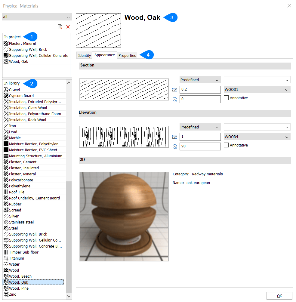 Physical materials dialog box BricsCAD Bricsys Help Center