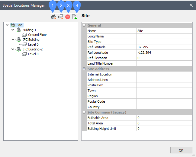 Spatial Locations Manager dialog box BricsCAD Bricsys Help Center