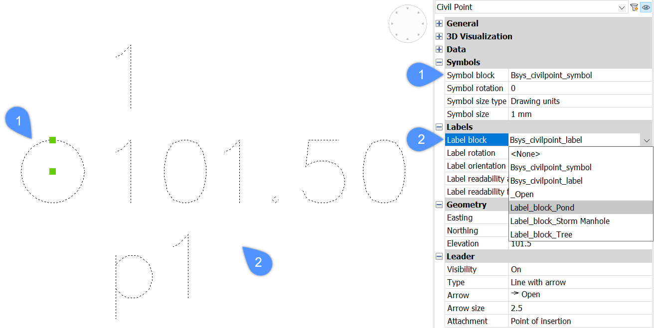 Understanding Civil point Symbols and Labels BricsCAD Lite & Pro