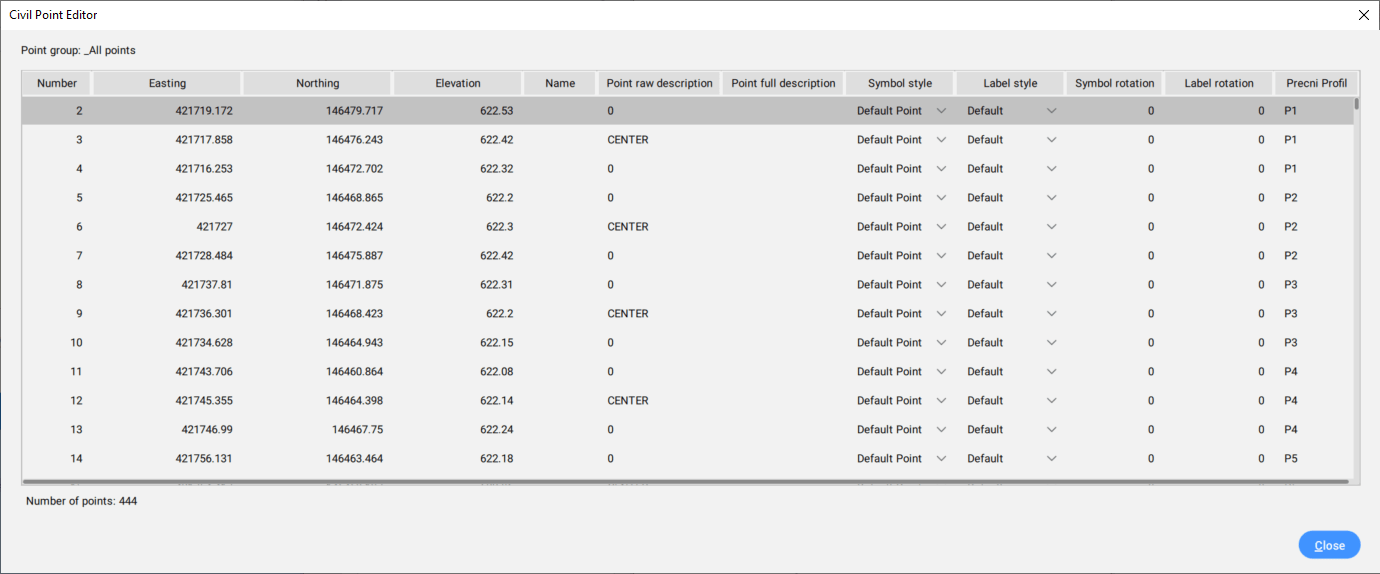 Civil Point Editor dialog box BricsCAD Lite & Pro Bricsys Help Center