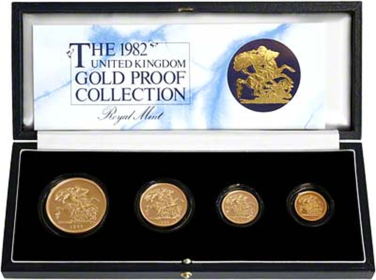 United Kingdom Gold Sovereign 1982 4 coin set Proof 2 oz