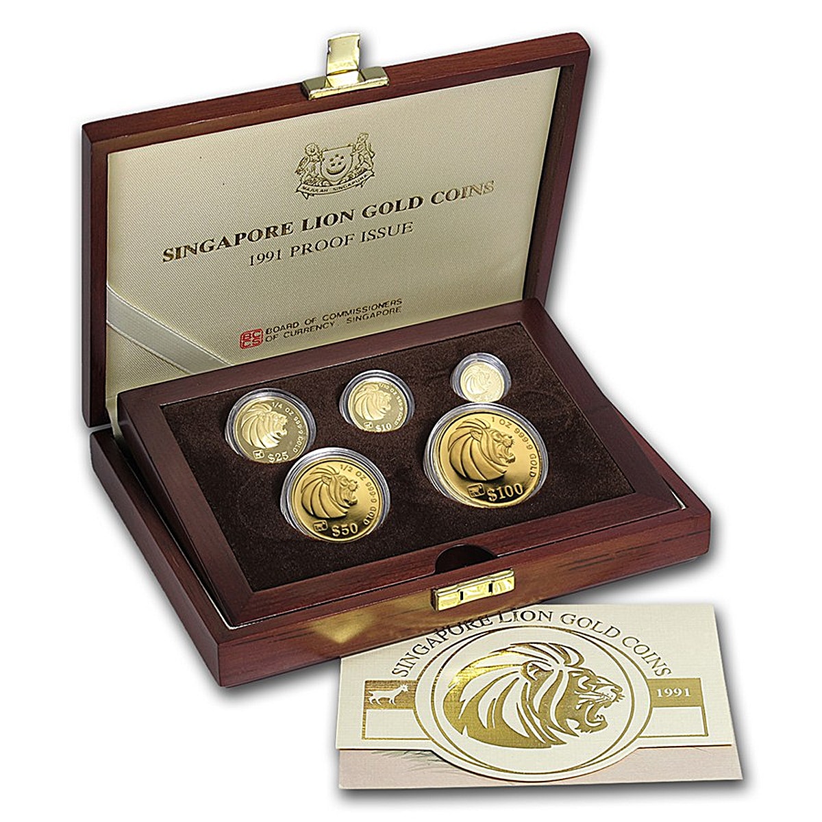 Singapore Gold Lion 1991 Proof 5 coin set