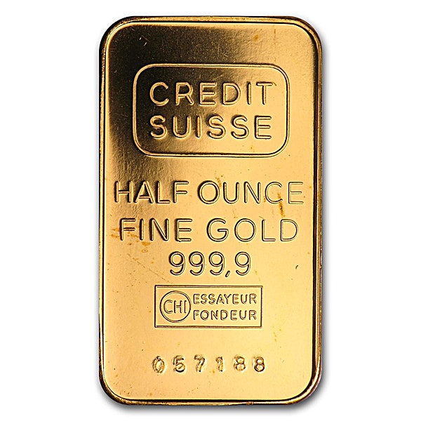 Credit Suisse Gold Bar 1/2 oz From famed Swiss bank