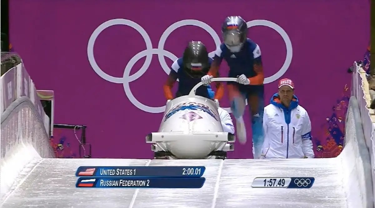 Bobsled Malfunction Briefly Sends Sled Flying Down The Track With The